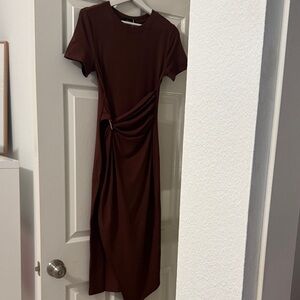 Chic Asymmetrical Brown Dress